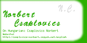 norbert csaplovics business card